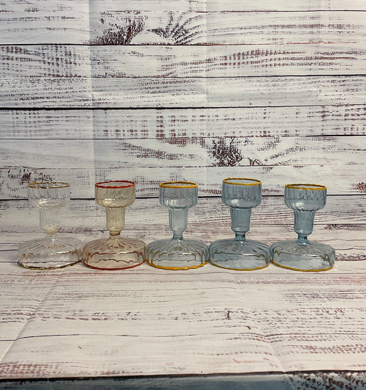 The Last Line Set Of Five Candy Glass Candle Holders in Multiple Colorways