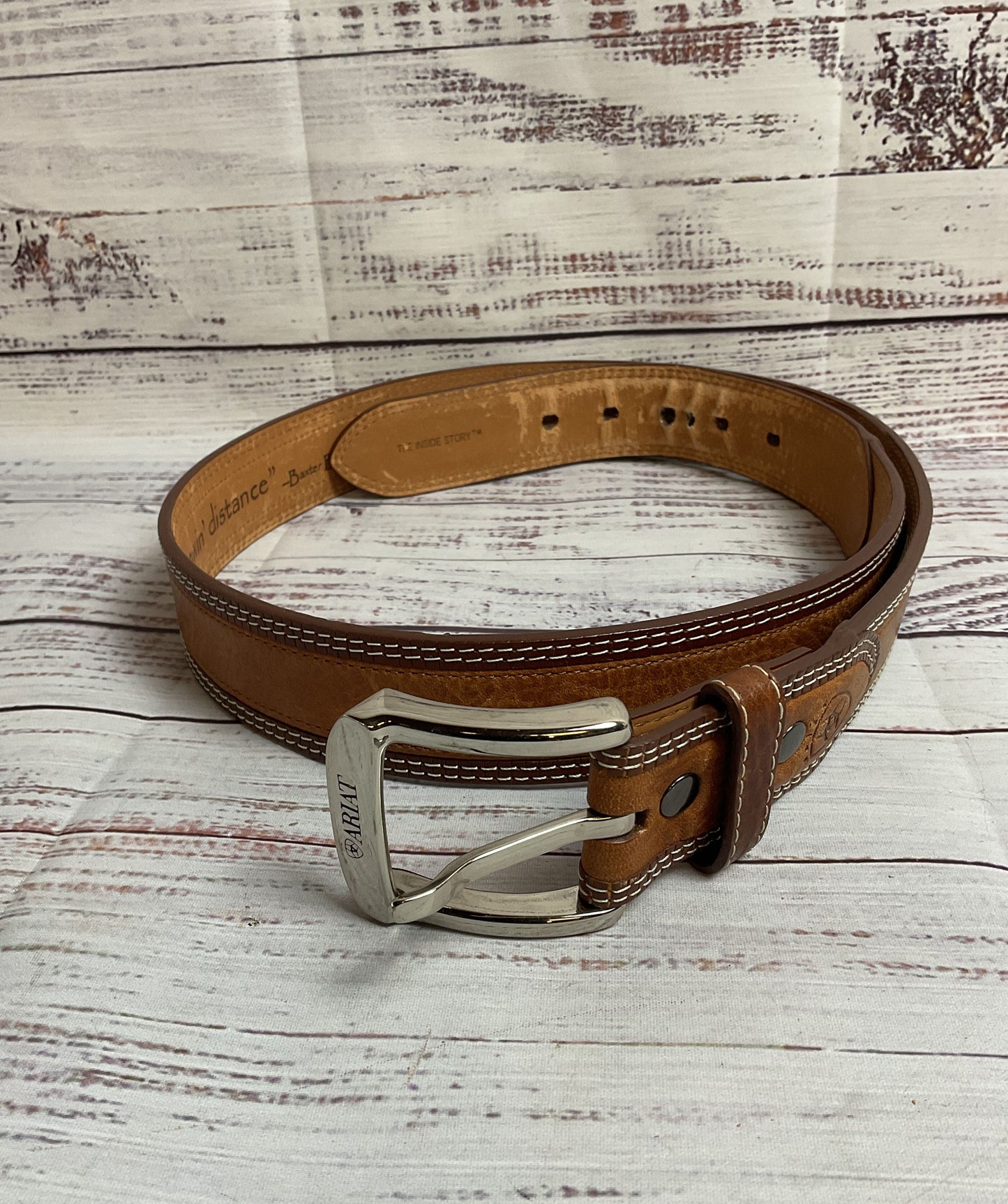 ARIAT Brown Western Belt with Silver Buckle Men's - Size 40