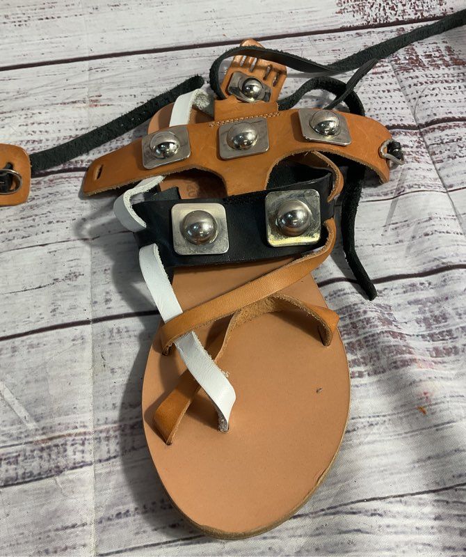 Ancient Greek Sandals Women's Metal Pattern Strappy Sandals Size 38 EU / 8 US