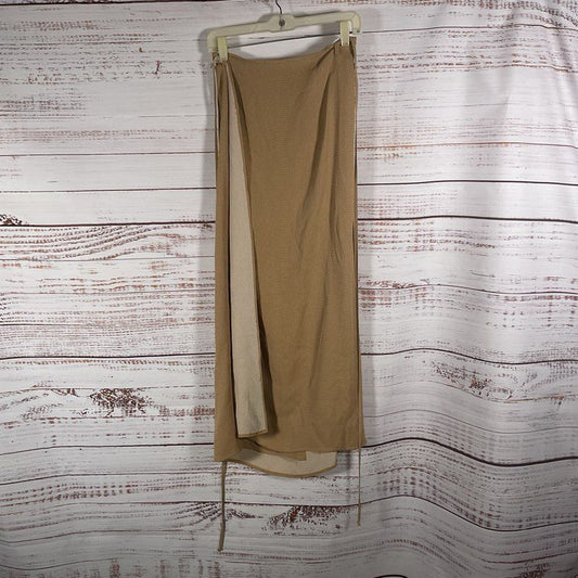 VTG. Mondi Tan Polka Dot Long Wrap Skirt- Size 42