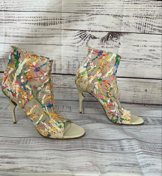 Women's Jerome C. Rousseau Splatter Paint Print Ankle Booties Size 40