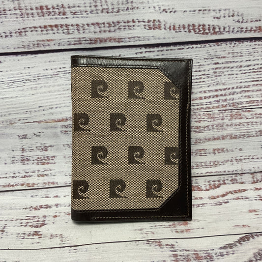 Pierre Cardin Brown Leather Beige Logo Bifold Wallet - Size 4.5x3.5