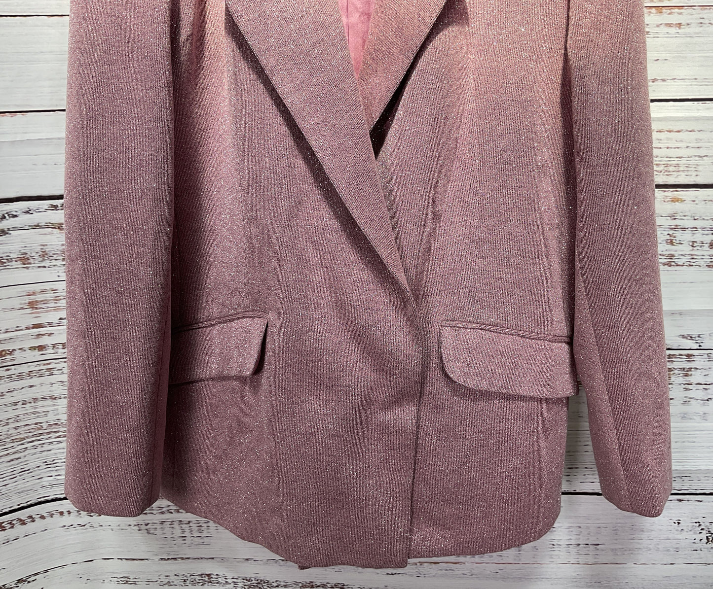 Kukhareva London Women's Metallic Pink Blazer Jacket Size S Made in The UK