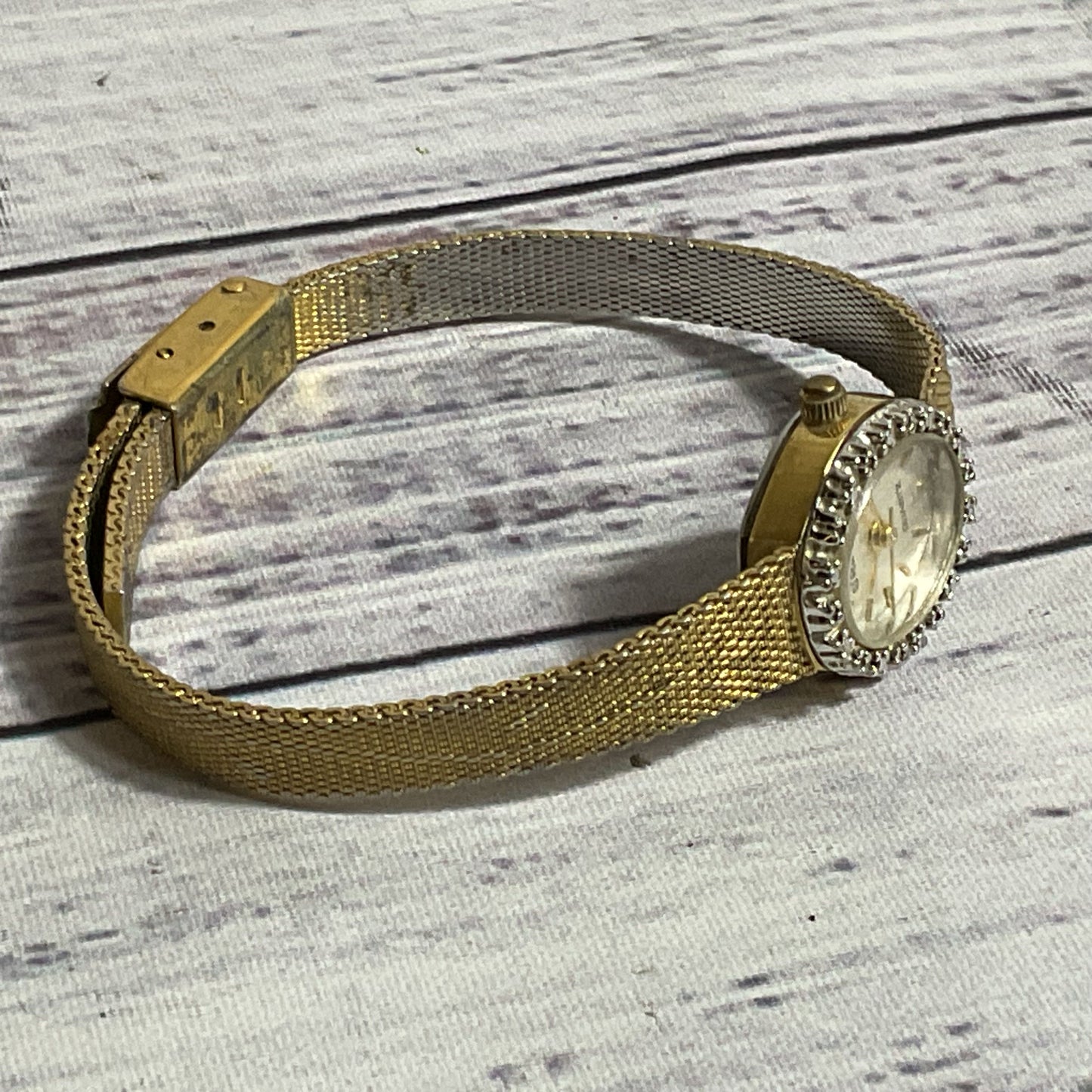 VTG. GRUEN Women's Gold Tone Diamond Accent Mesh Band Watch