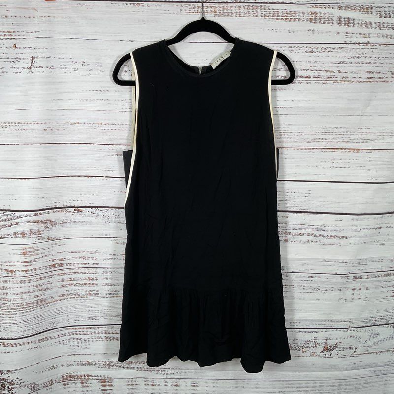 Sandro Black Sleeveless Mini Dress w/ White Detail - Size 3