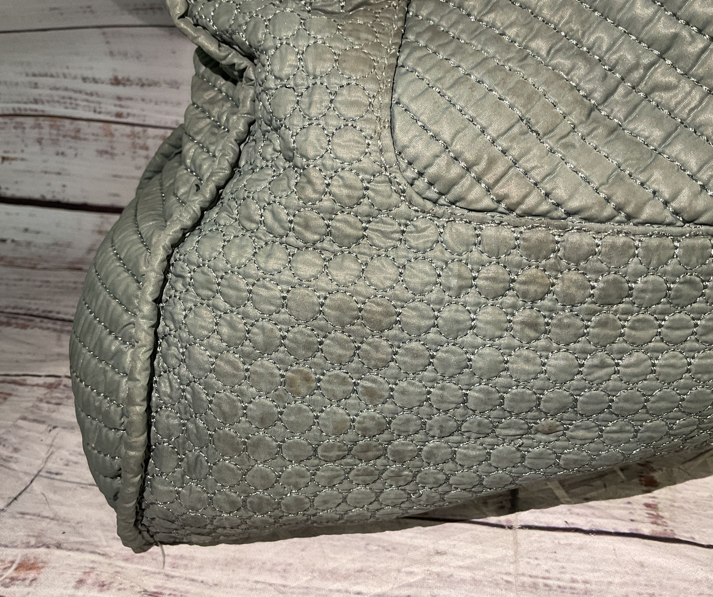Diesel Vintage Quilted Textured Top Handle Tote Bag Green