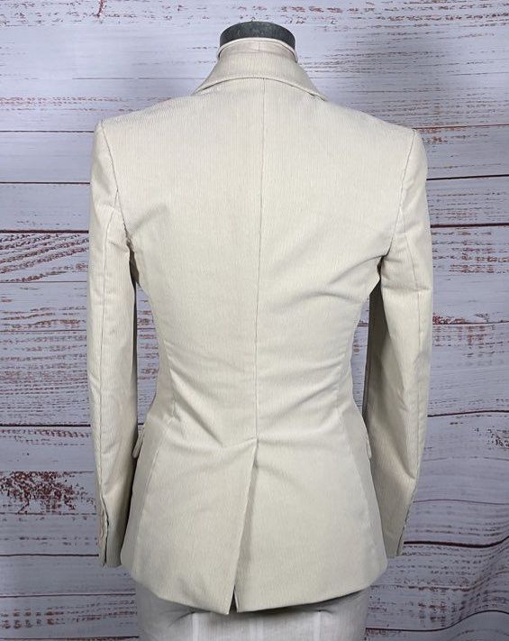 Stella McCartney Ribbed Cotton Blend Single Button Jacket Ivory 40