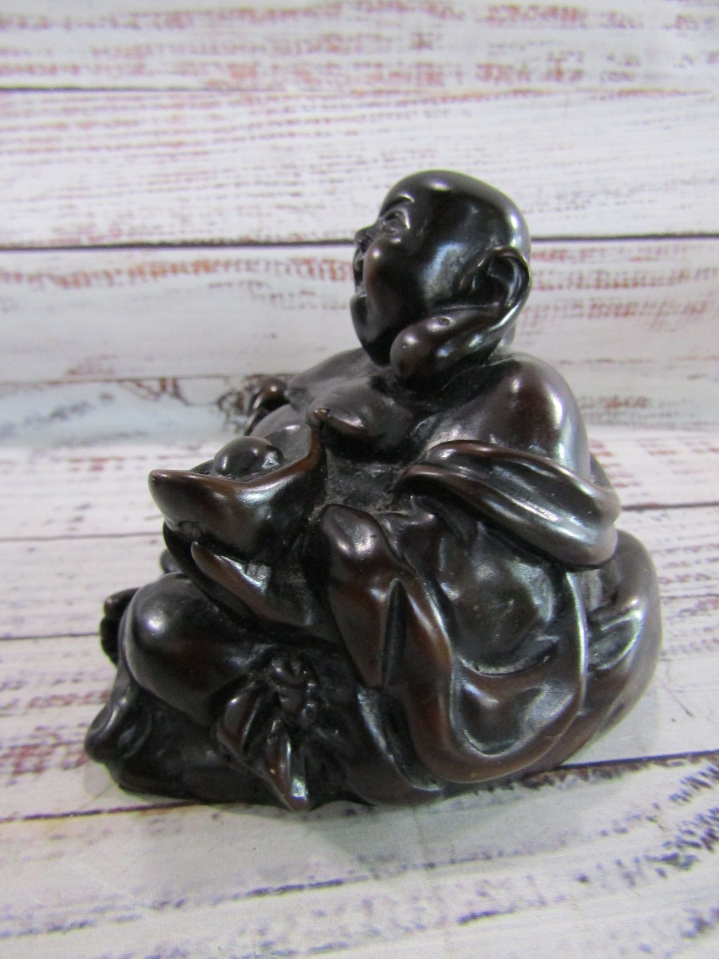 Set of 2 Wooden Buddha Figurines