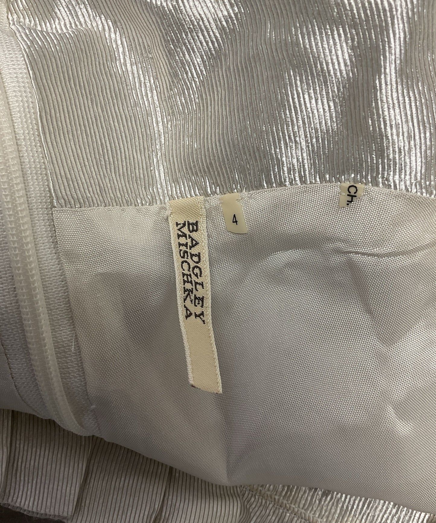Badgley Mischka Metallic Belted Cocktail Dress - Size 4