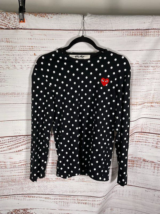 Comme Des Garcons CDG Play Polka Dot Long Sleeve Shirt Black White Size S