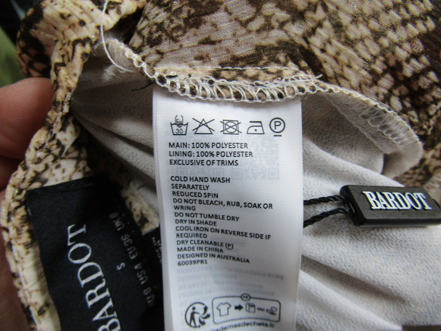 Bardot Alira Women's Brown Snake Print Balloon Pants Size 4
