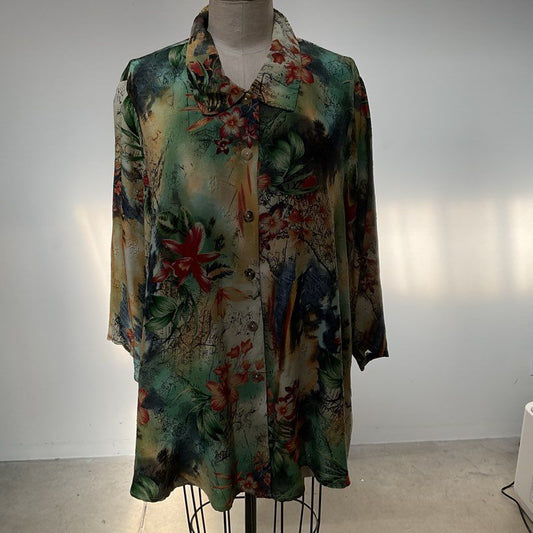 CITRON Santa Monica Women's Print Button Up Blouse- SZ 2