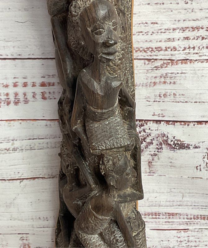 Hand Carved African Wooden Makonde 12.75" Tribe Totem Sculpture Brown