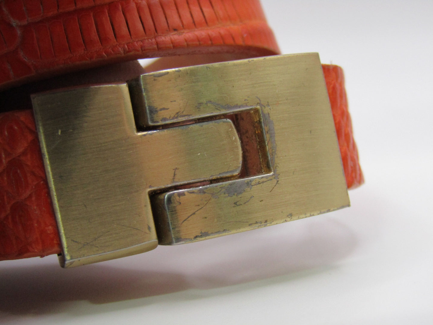 Leighelena Double Jigsaw Orange Lizard Bracelet Made in The U.S.A.