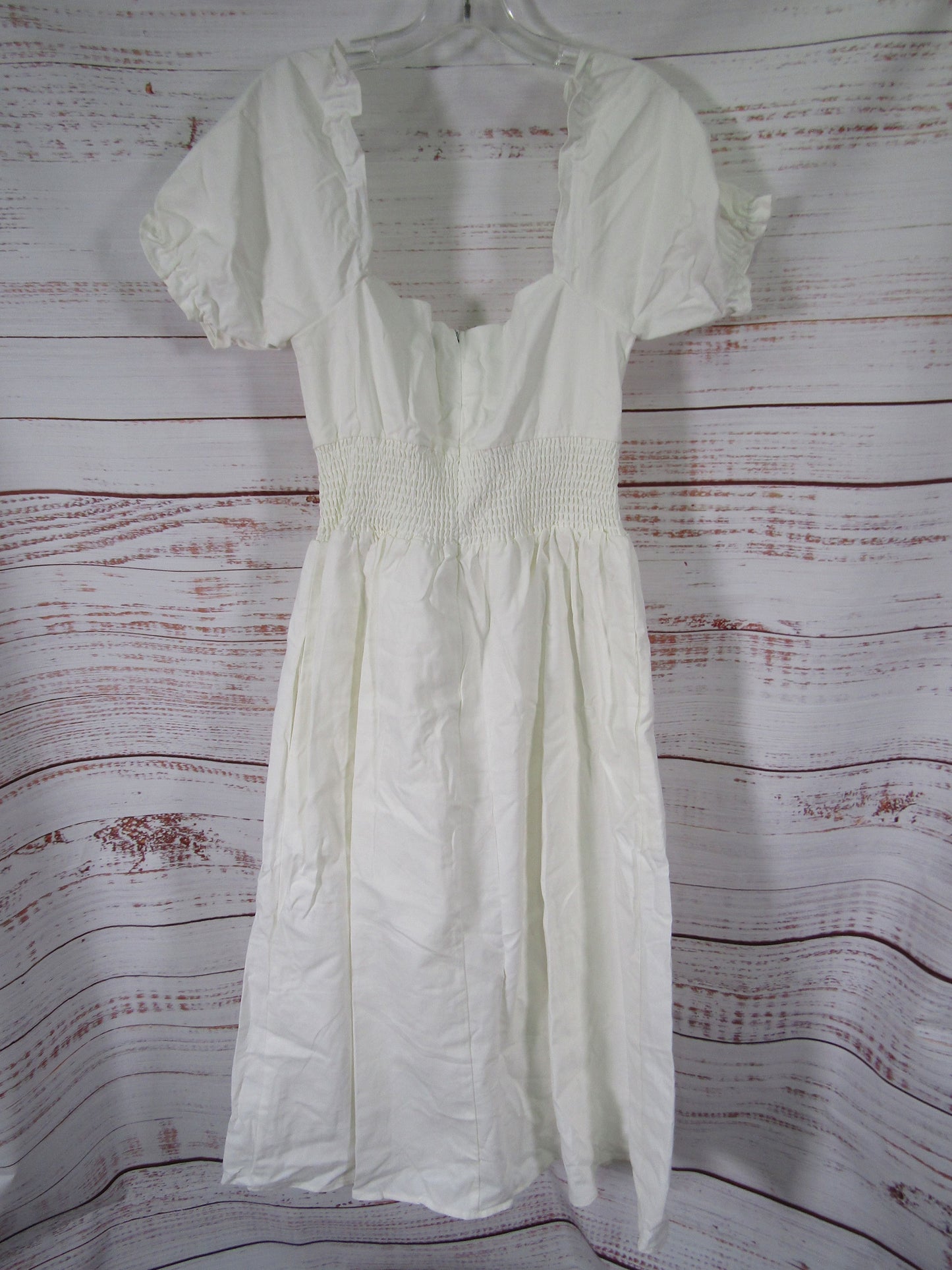 O.P.T Women's White Smocked Puff Sleeve Dress Size 12