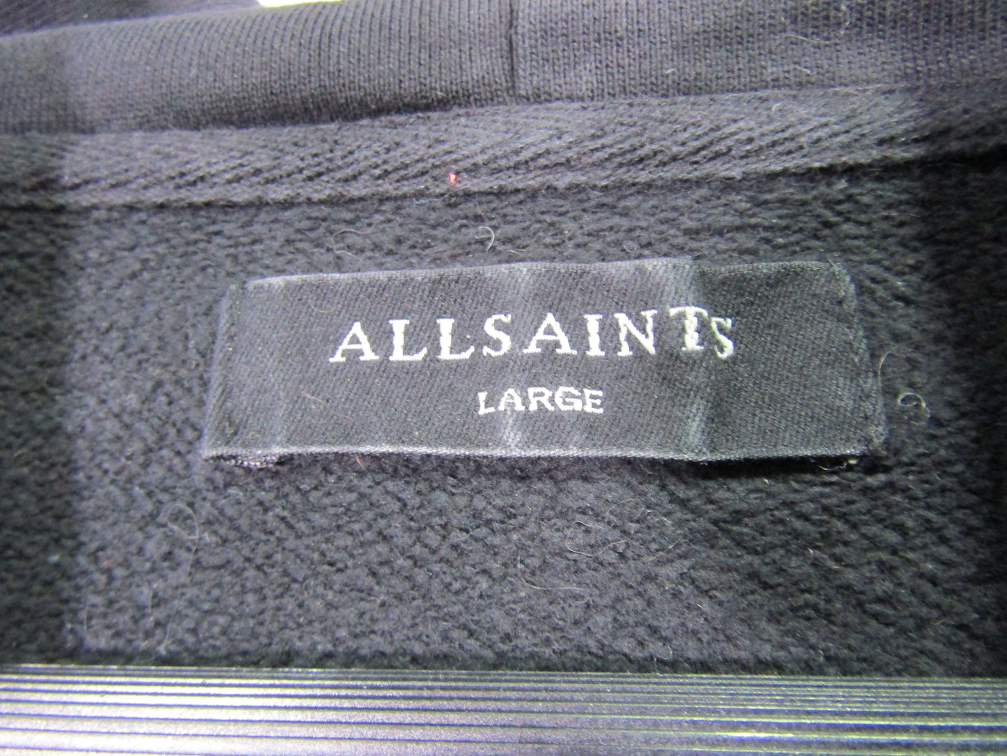 AllSaints DNA Men's Distressed Black Dragon Print Cotton Hoodie Size L