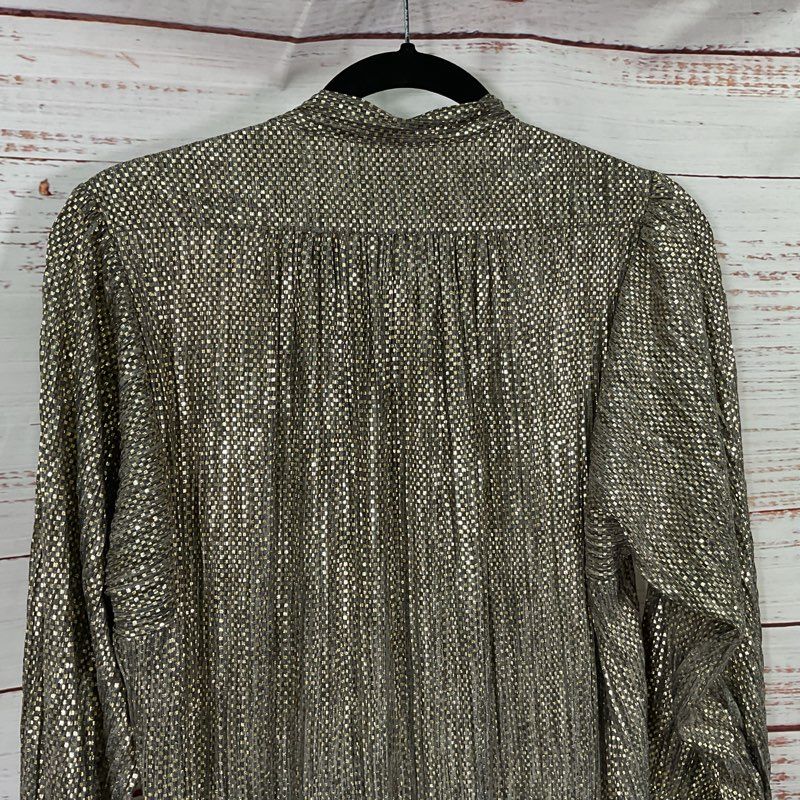 NWT Sabina Musayev Boca Gold Check Neck Tie Long Sleeve Mini Casual Dress Size S
