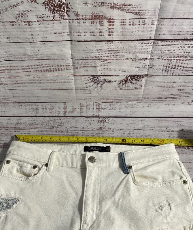 Ralph Lauren Distressed Mid-Rise Straight Ankle Jean Size 12 Women's