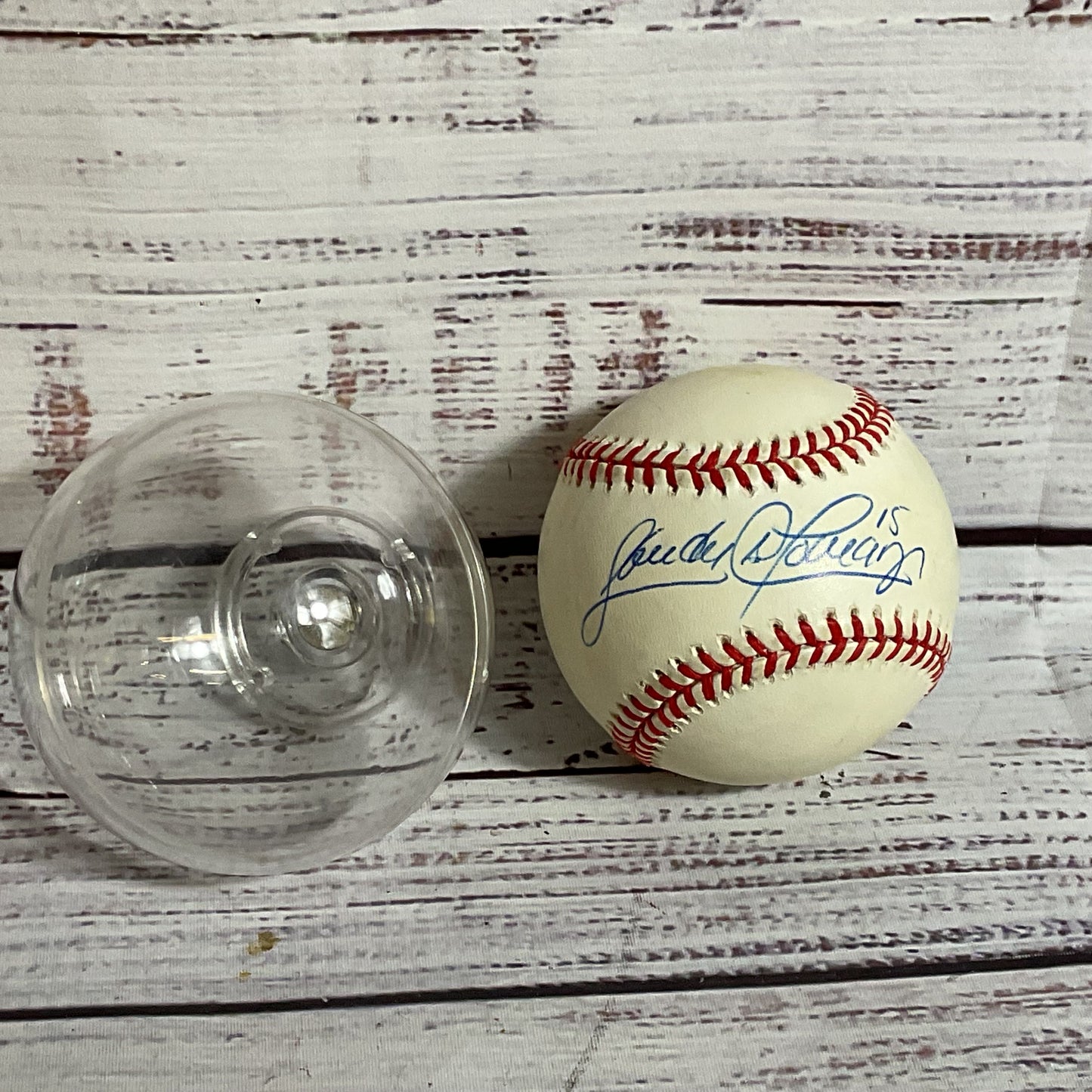 Signed SANDY ALOMAR JR. Cleveland Indians #15 Baseball with Case