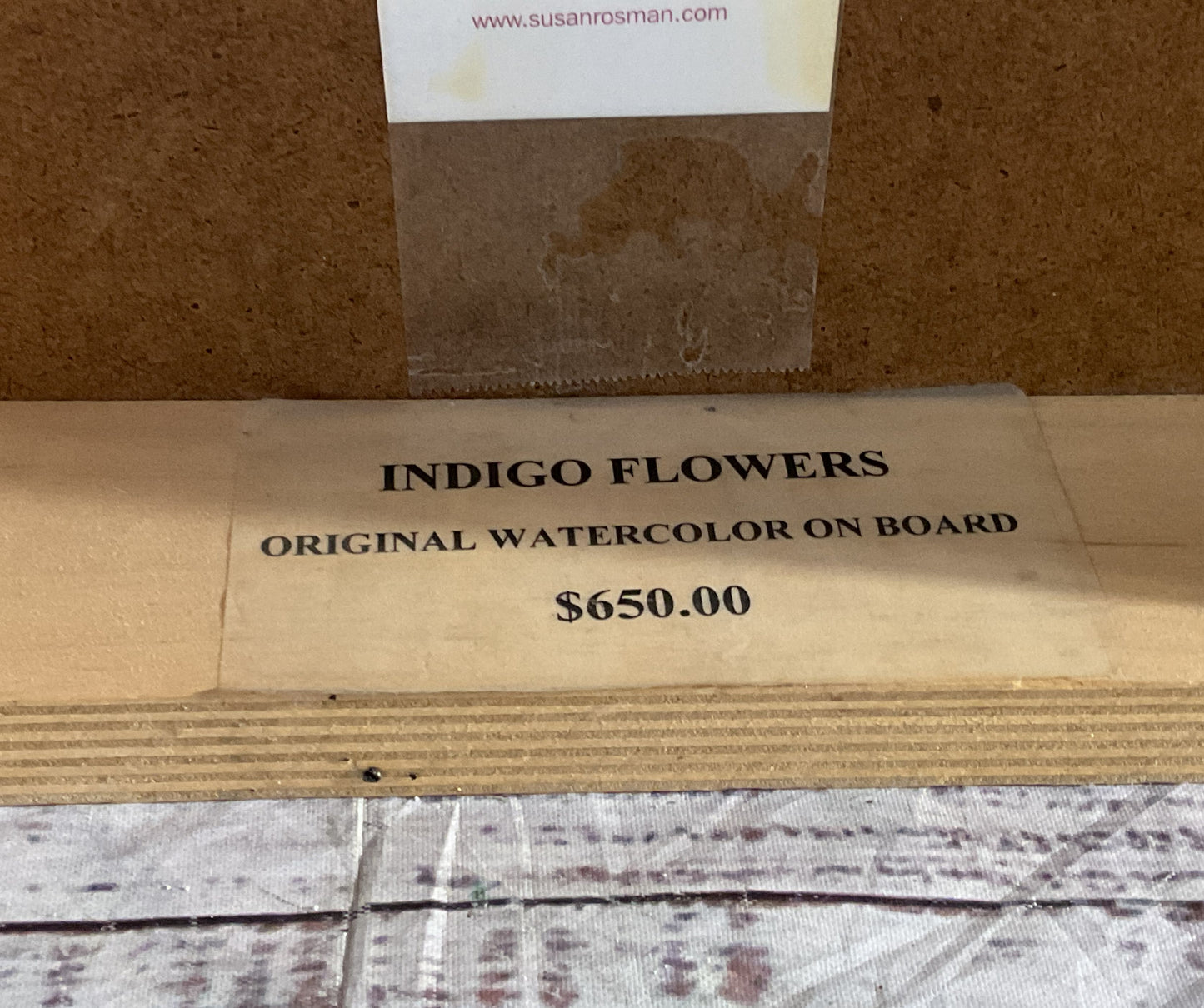 Indigo Flowers Watercolor on Board Painting Signed By Susan Rosman