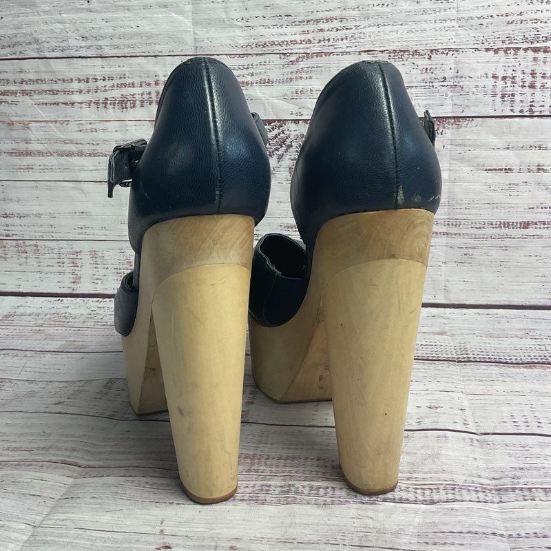 Chloe Sevigny for Opening Ceremony Navy Leather Platform Mary Jane Heel Size 9