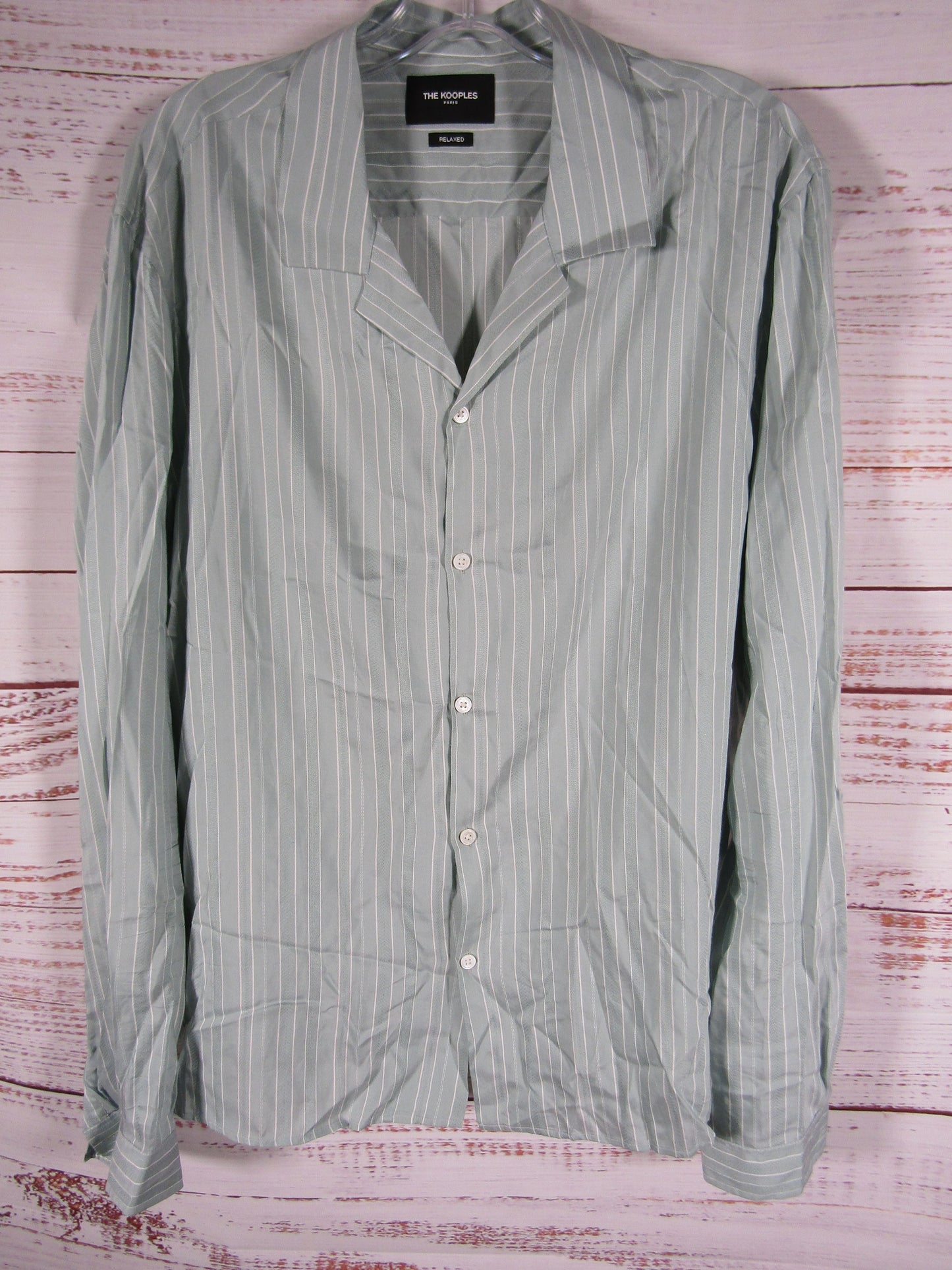 The Kooples Men's Mint Green Long Sleeve Pinstripe Shirt Size XL