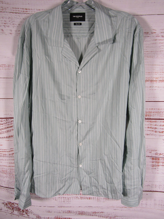 The Kooples Men's Mint Green Long Sleeve Pinstripe Shirt Size XL