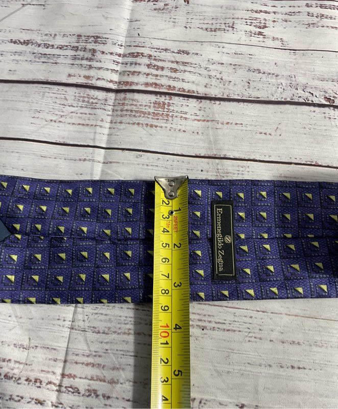 Ermenegildo Zegna Men's Square Geometric Purple Pattern 100% Silk Tie
