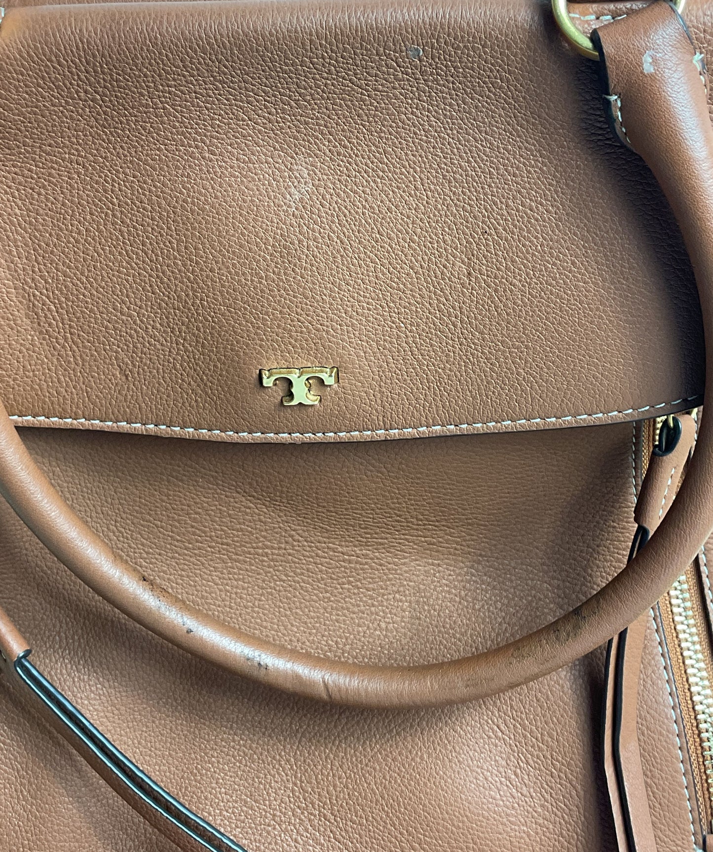 Tory Burch Half-Moon Straw Tote Bag Brown