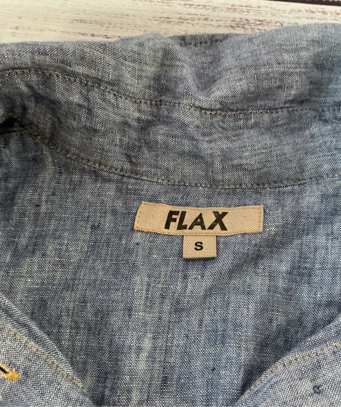 Women's Flax Blue Linen Button Down Blouse Size S Retail $115