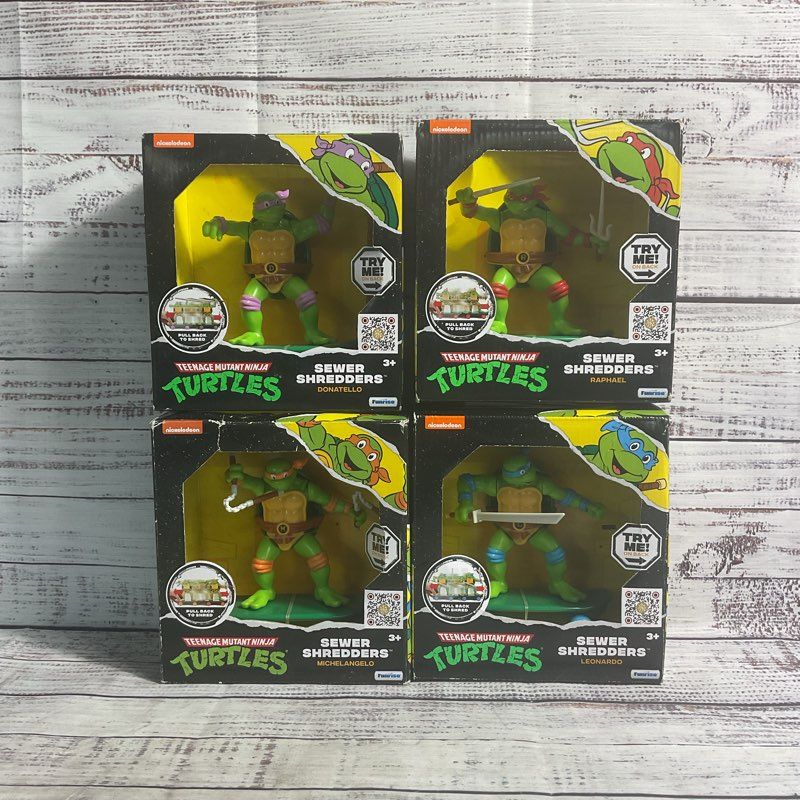 Nib Teenage Mutant Ninja Turtles Tmnt Sewer Shredders 5" Complete Set Of 4