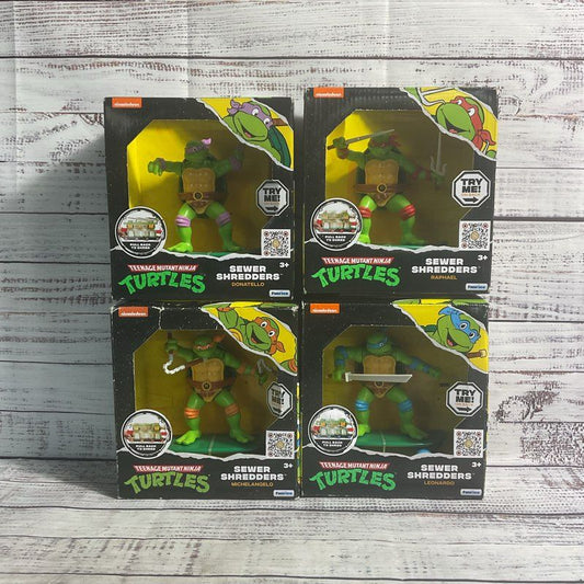Nib Teenage Mutant Ninja Turtles Tmnt Sewer Shredders 5" Complete Set Of 4