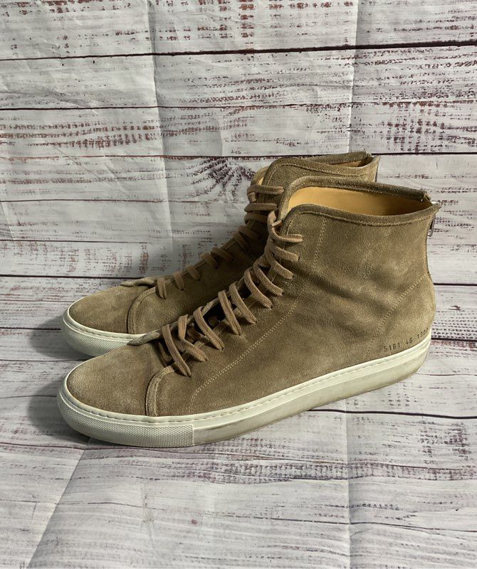 Woman by Common Projects Taupe Suede Ankle Zip High Top Sneaker Size 46 EU 13 US