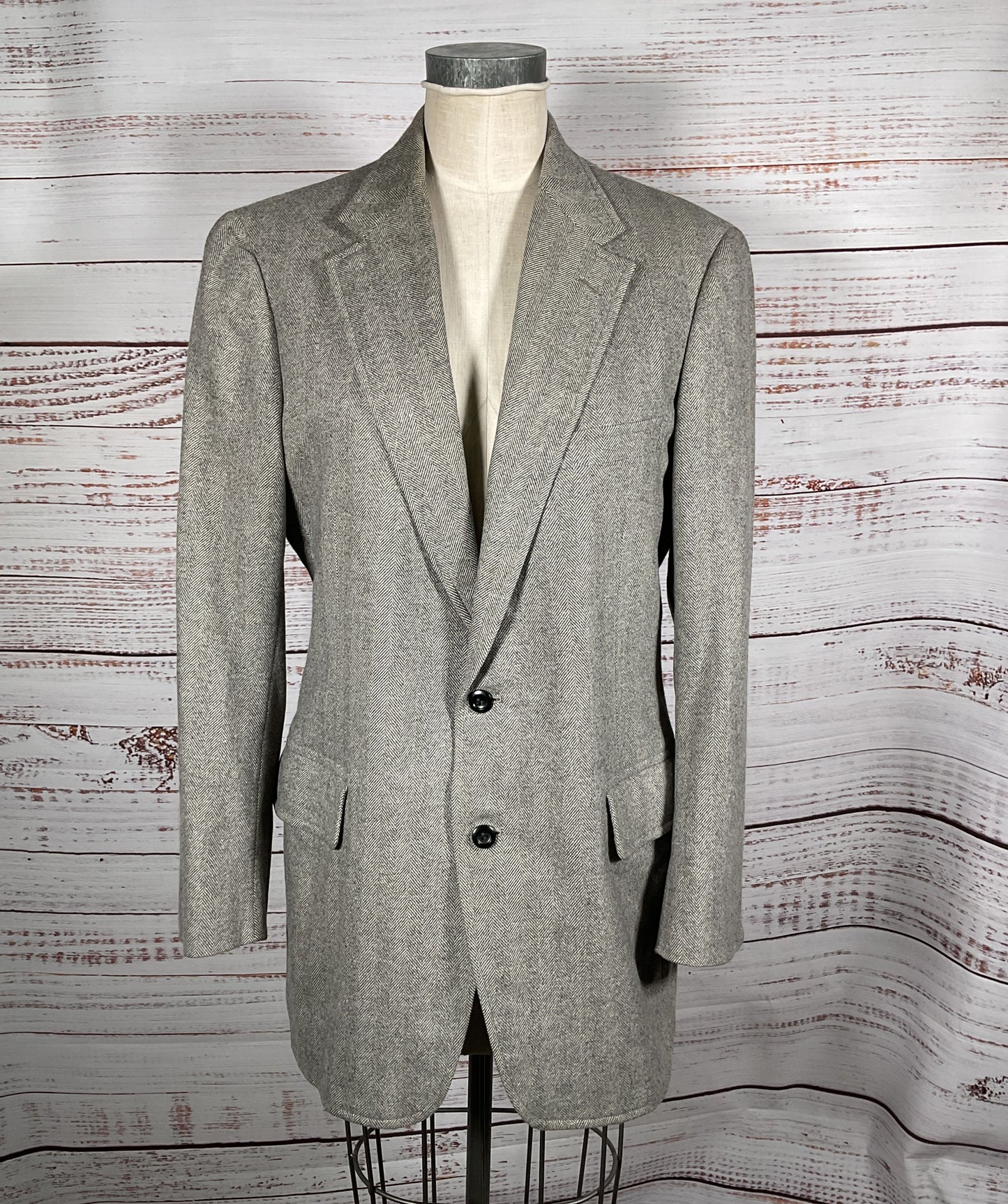 G.B. Harb & Son Vintage Cashmere Herringbone Blazer Gray