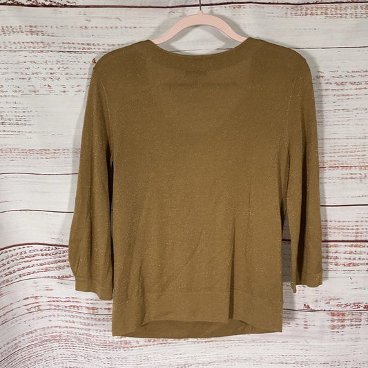 Escada Tan Bead & Sequin 3/4 Sleeve Cashmere Blend Sweater - Size 38