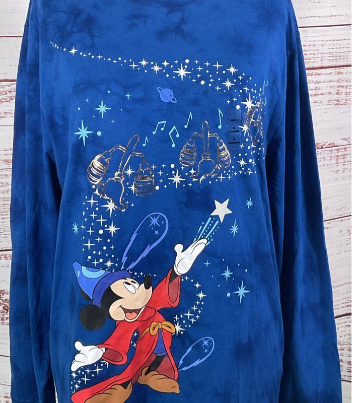 Disney Sorcerer Mickey Mouse Long Sleeve T-Shirt Blue L