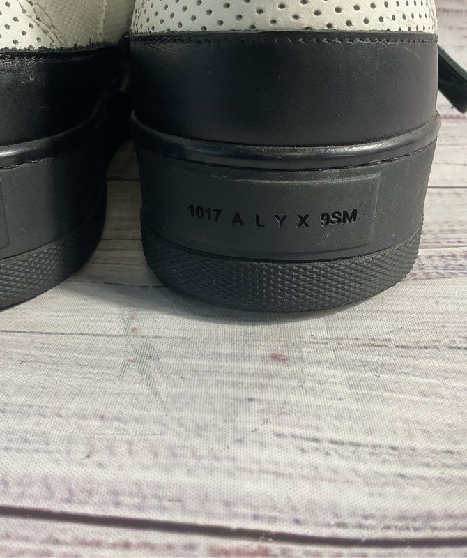 1017 ALYX 9SM Buckle Strap Black & White Leather Rubber Low Sneakers 45EU/12US