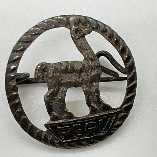 VTG./ANTIQUE PERU Sterling Silver Llama .75" Brooch/Pin- 1.71g