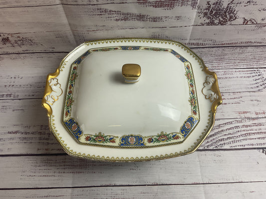 T & V Limoges Porcelain Rectangular Serving Bowl With Lid