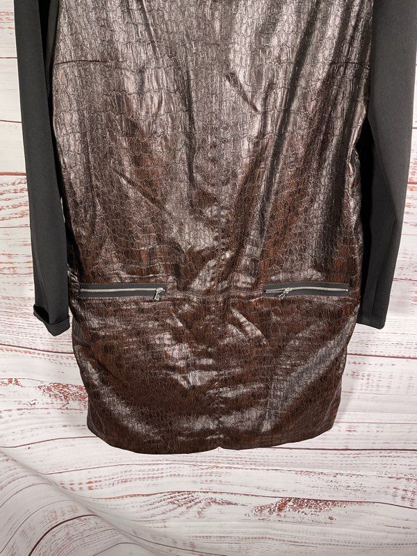 Maggy London Faux Leather Snakeskin Shift Dress Size 14 Women's