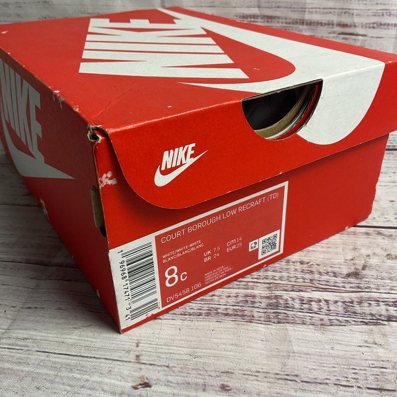 Nike Court Borough Low Recraft White Toddler Sneaker Size 8C