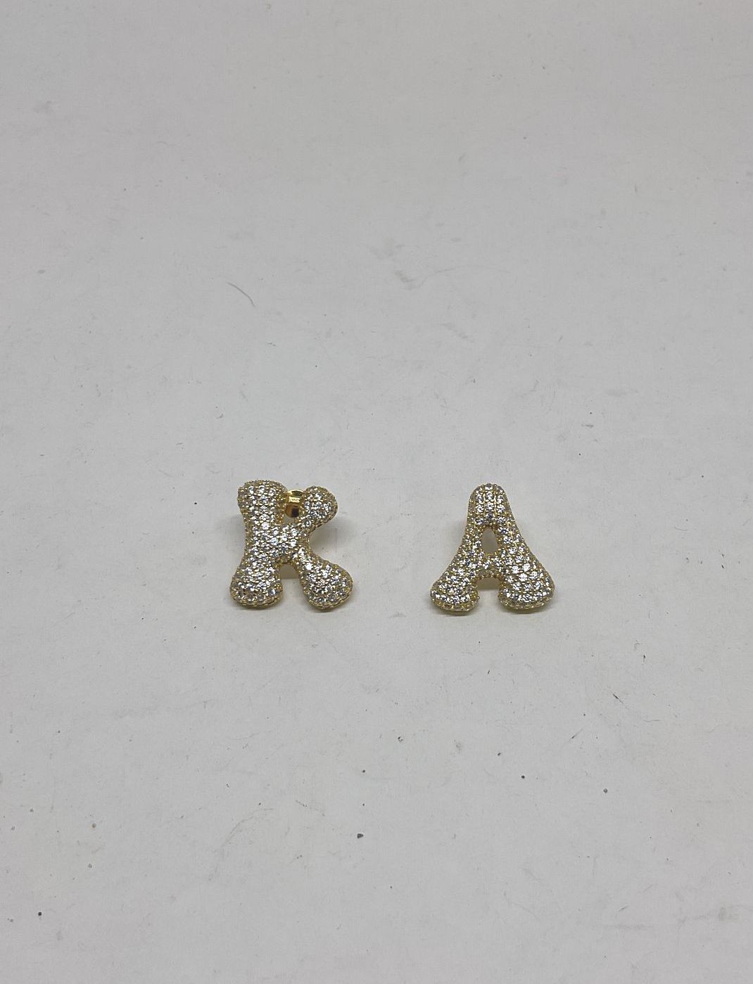 EP Gold Tone Sterling Silver Iced Jumbo Letter Earrings