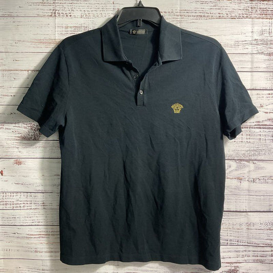 Versace Black Medusa Logo Embroidered Polo Shirt - Size XL