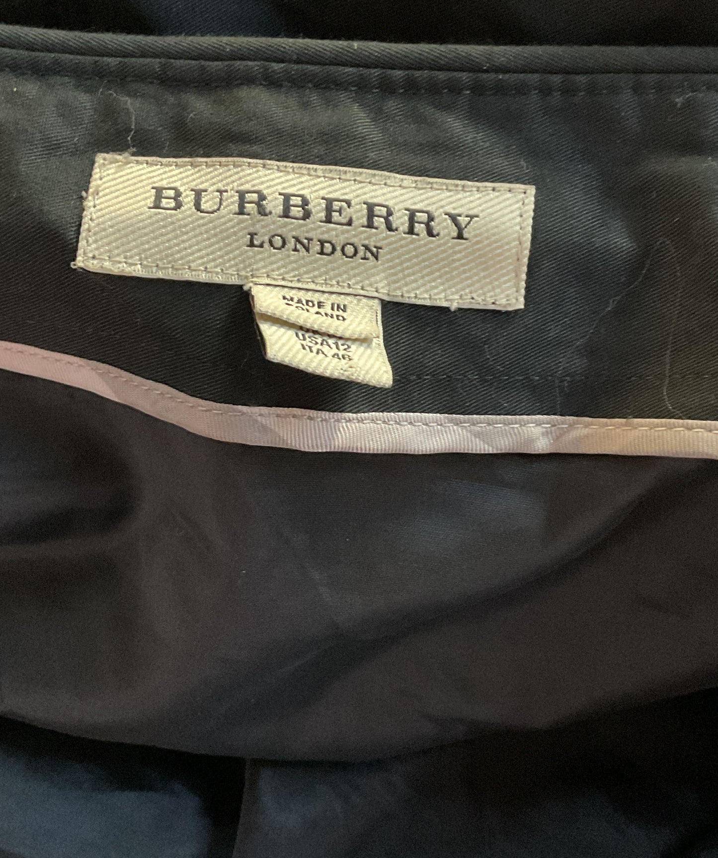 Burberry Pleated A Line Skirt Black 12