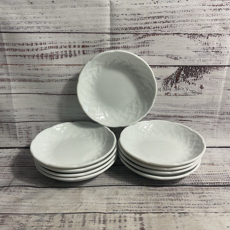 Bernardaud Osier White Lattice Trim Porcelain 5" Fruit Saucer Bowls 9 Pc. Set