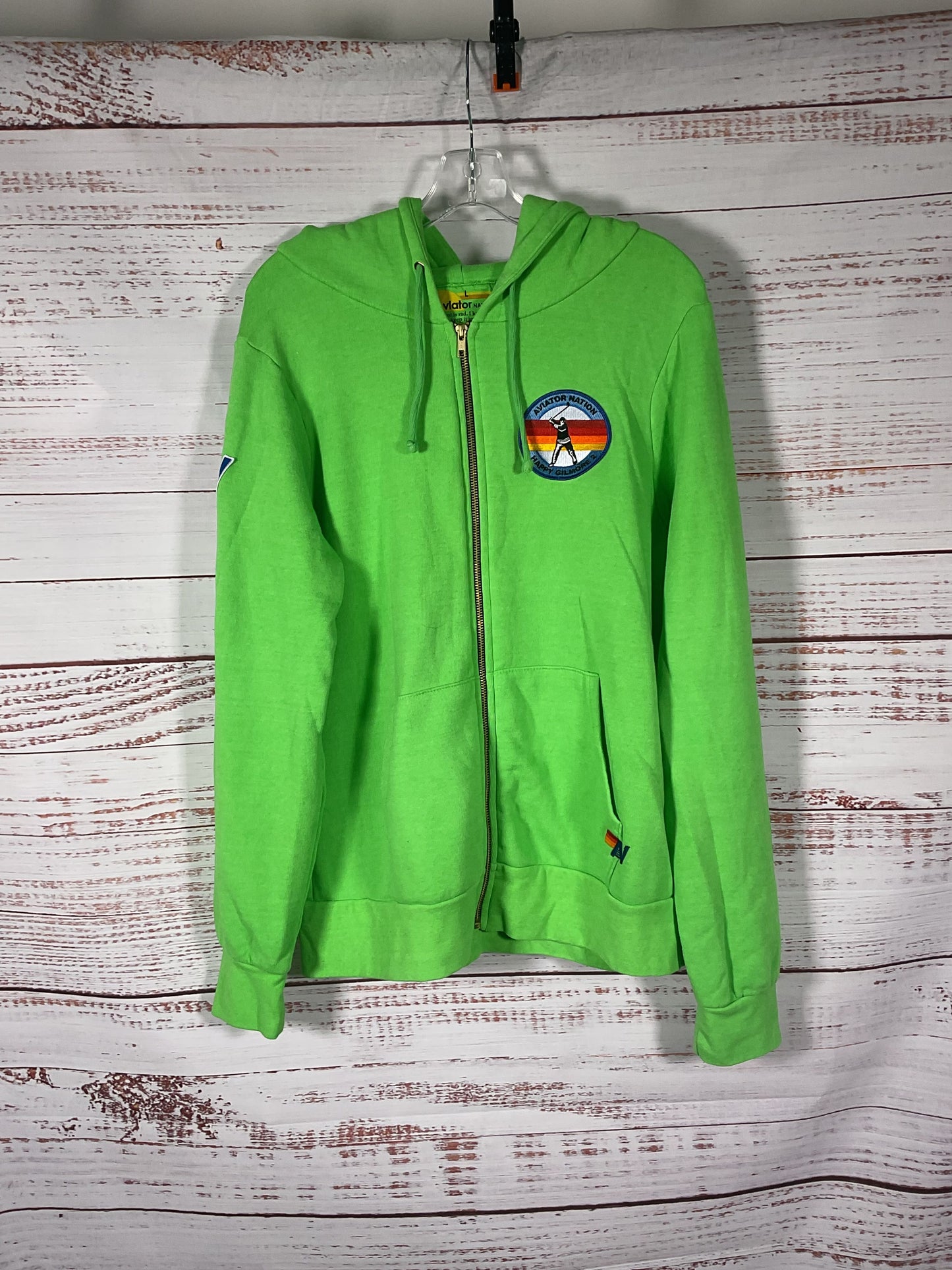 Aviator Nation Green Happy Gilmore 2 Zip Up Hoodie - Size L