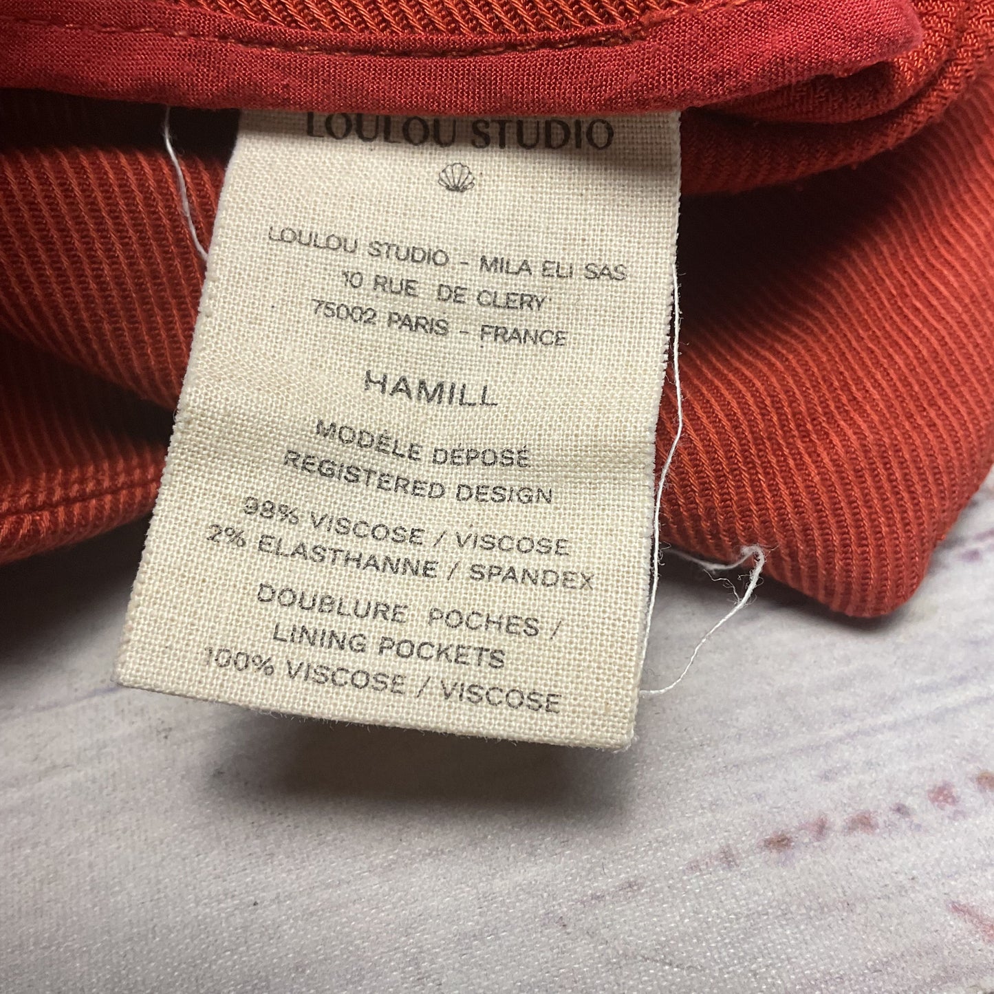 Loulou Studio Burnt Orange Twill Style High Rise Pants - Size M 30"x29"