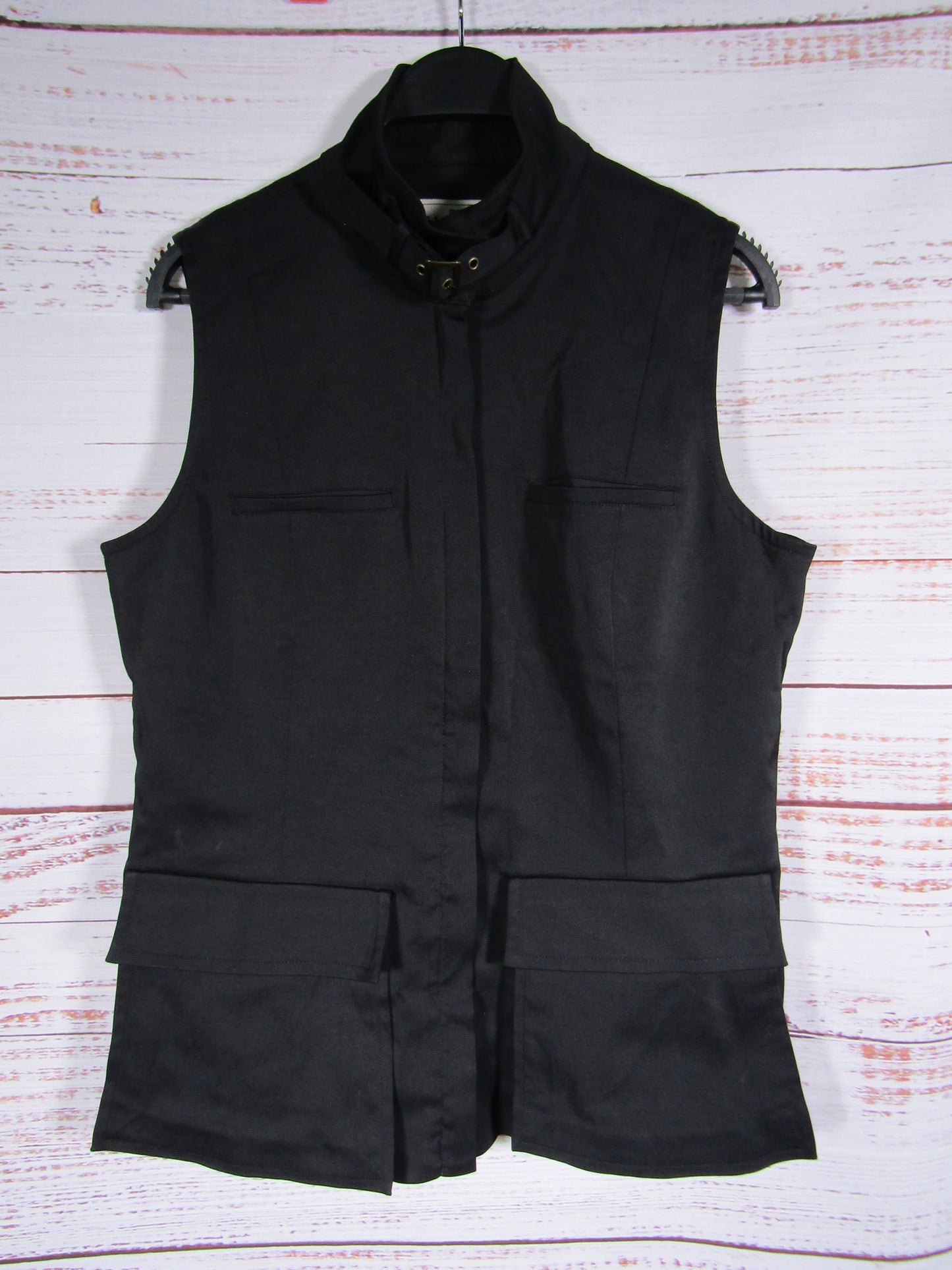 Vintage Electre Women's Black Utility Cargo Vest Size 42