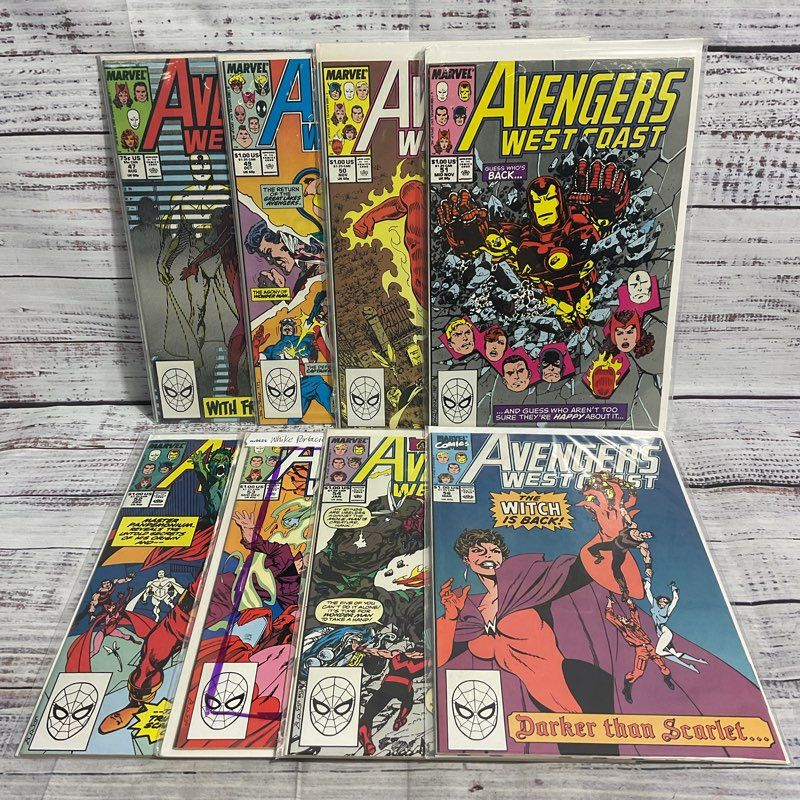 Lot Of 8 Vintage Avengers West Coast Ungraded 90s Superhero Comics