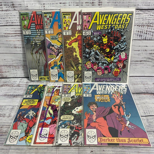 Lot Of 8 Vintage Avengers West Coast Ungraded 90s Superhero Comics